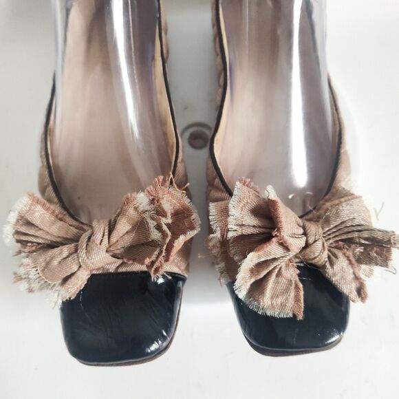 Anthropologie All Black Size 9 Patent Leather Ballet Flats Quilted Neutral Bow - Picture 6 of 13